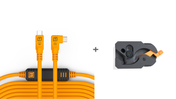 Tethertools TetherPro USB-C to USB-C, 31′ (9.4m), Straight to Right Angle Cable/LLP31RT2-ORG