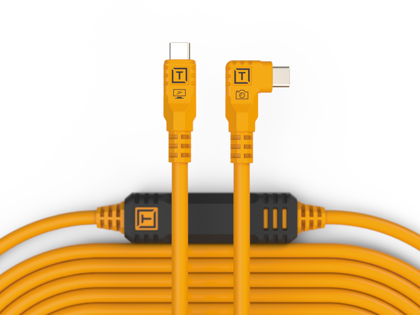 TetherPro USB-C to USB-C, 31′ (9.4m), Straight to Right Angle Cable/CUC31RT2-ORG